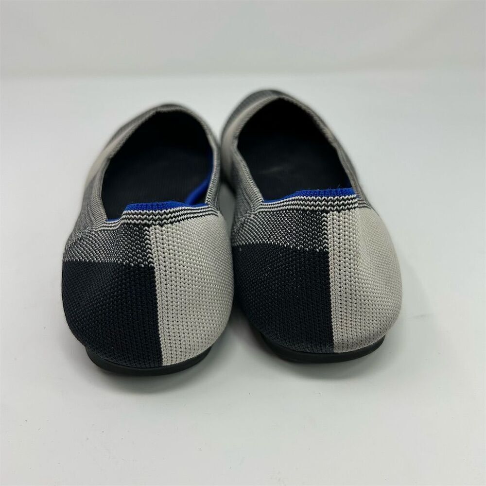Rothy's Women's White and Black Plaid Cap Toe Flats Size 12.5 Slip-On Comfort - Picture 7 of 12